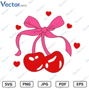 Cherry Hearts Valentine's Day Svg Png Vector Files