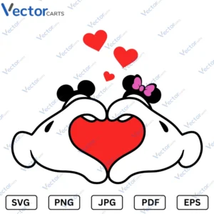 Heart Mickey Minnie Hands Valentine's Day Svg Png Vector Files