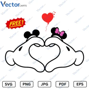 Free Mickey Minnie Heart vg Svg Png Valentine's Day Vector Files