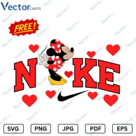 Free Nike Minnie Hearts g3 Valentine's Day Svg Png Vector Files