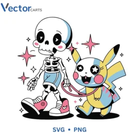 Pikachu X Skelton Svg Png For Tshirt Vector Design