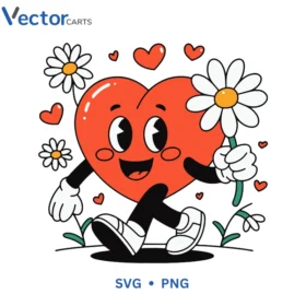 Retro Groovy Heart Svg Png For Tshirt Vector Design