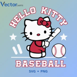 HELLO KITTY BASEBALL Svg Png For Tshirt Vector Design