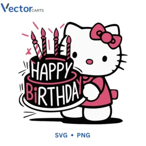 Happy Birthday Kitty Svg Png For Tshirt Vector Design