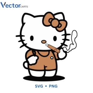 Hello kitty smoking Svg Png For Tshirt Vector Design