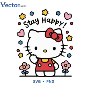 Stay Happy Kitty Svg Png For Tshirt Vector Design
