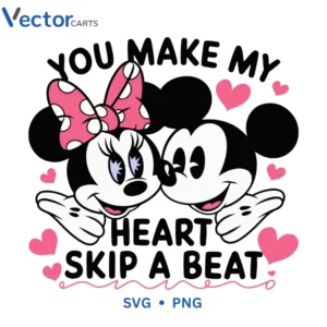 YOU MAKE MY HEART Mickey Minnie v2 Svg Png For Tshirt Vector Design