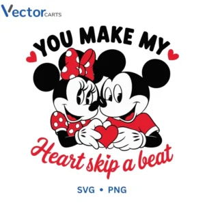 YOU MAKE MY Heart Mickey Minnie Svg Png For Tshirt Vector Design