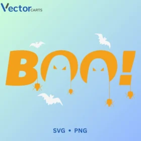 Boo! With Ghost Halloween Png Vector Design