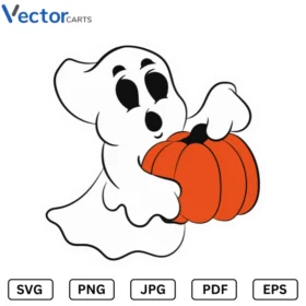 Ghost hold pumpkin Halloween Png Vector Design