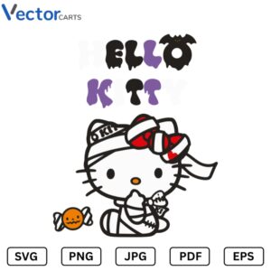 Hello Kitty mummy V1 Halloween Png Vector Design