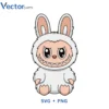 White Labubu v6 Png Vector Design
