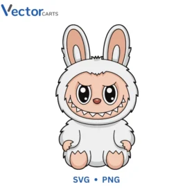 White Labubu v6 Png Vector Design