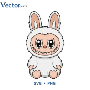 White Labubu v6 Png Vector Design