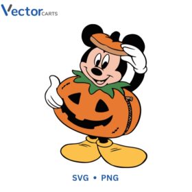 Mickey Mouse hold pumpkin Halloween Png Vector Design