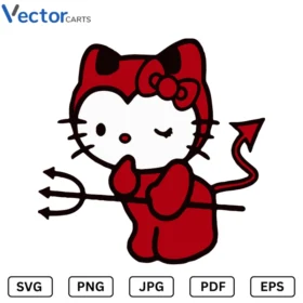 Devil hello Kitty Halloween Png Vector Design