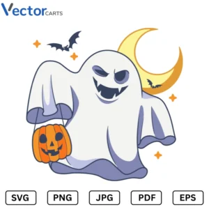 ghost holding pumpkin Halloween Png Vector Design