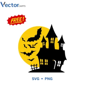 Halloween house With Bats Free Png Vector Design