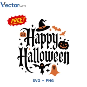 Happy halloween Text With ghost Free Png Vector Design