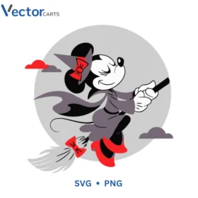 Mickey Flying Witch Halloween Png Vector Design