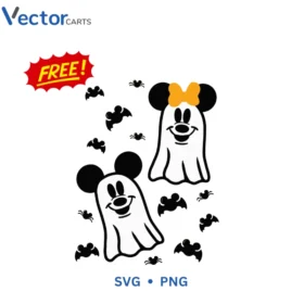 Mickey Minnie ghost Free Halloween Png Vector Design