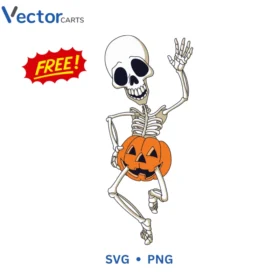 Skeleton With pumpkin Free Halloween Png Vector Design