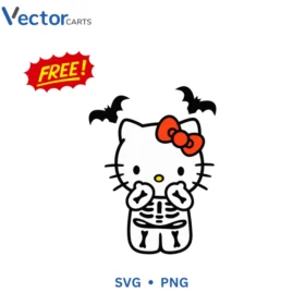 Skeleton Hello Kitty Free Halloween Png Vector Design