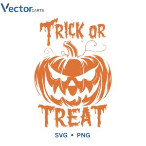 Trick or Treat Pumpkin Face Vector Spooky Halloween Jack‑o‑Lantern SVG