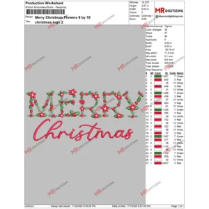 Merry Christmas Flowers 6 by 10