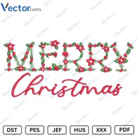 Merry Christmas Flowers Machine Embroidery design