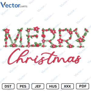 Merry Christmas Flowers Machine Embroidery design