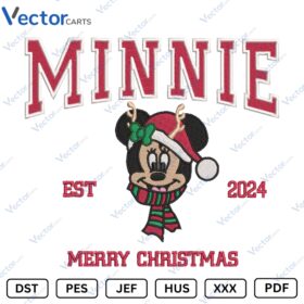 Minnie Merry Christmas Machine Embroidery design