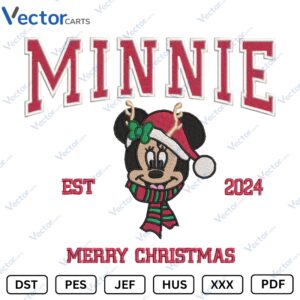 Minnie Merry Christmas Machine Embroidery design