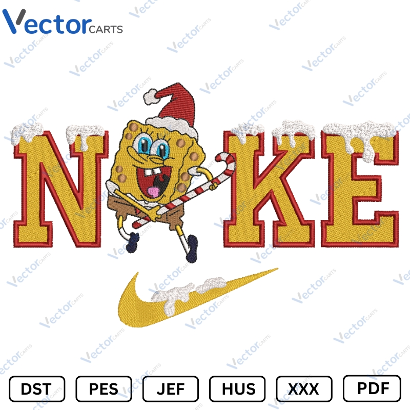 Nike Spongebob Christmas Machine Embroidery design
